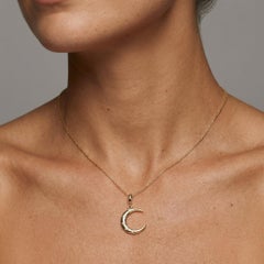 Diamond Star Crescent Moon 14K ( 18k upon request) Yellow Gold Pendant Necklace