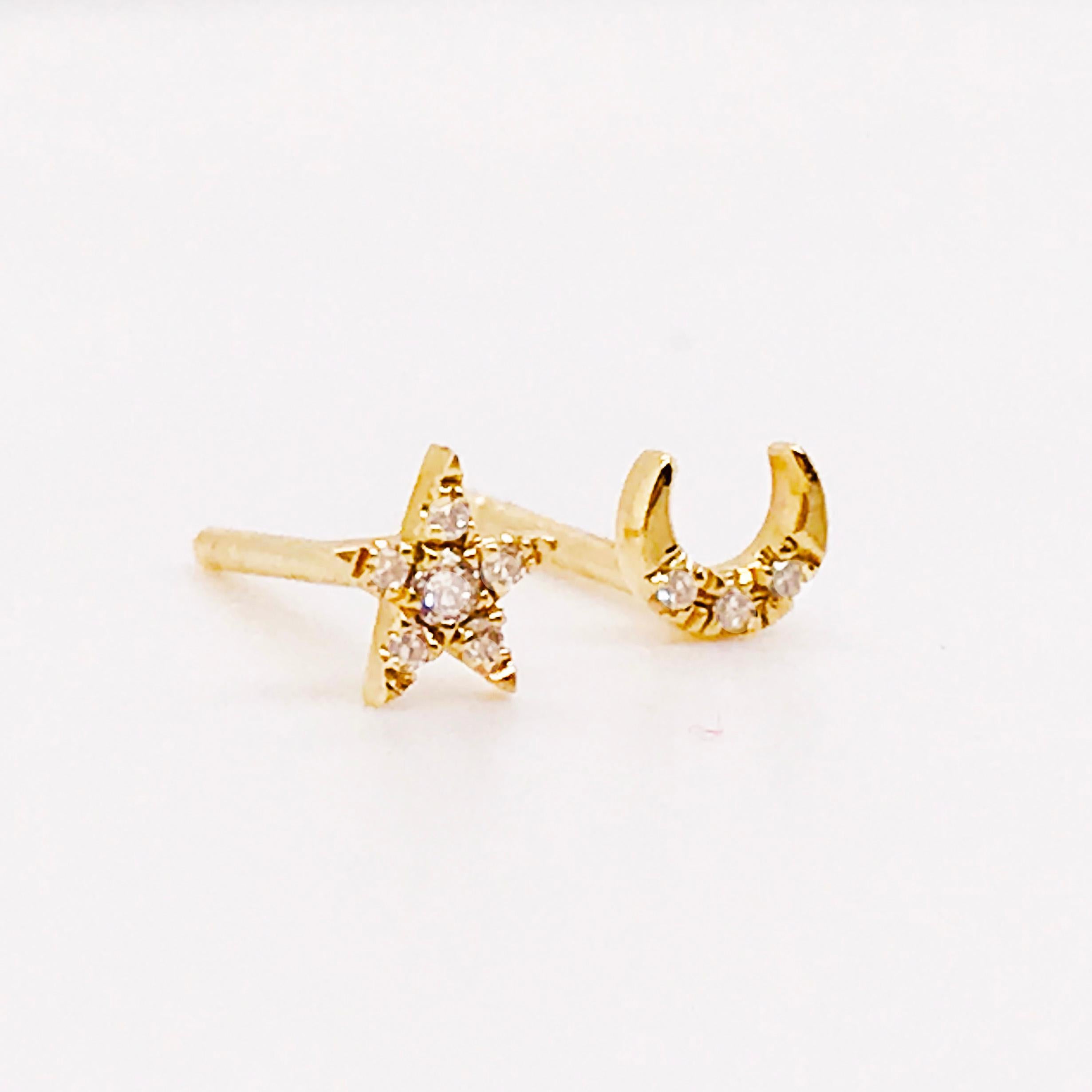 star and moon diamond earrings
