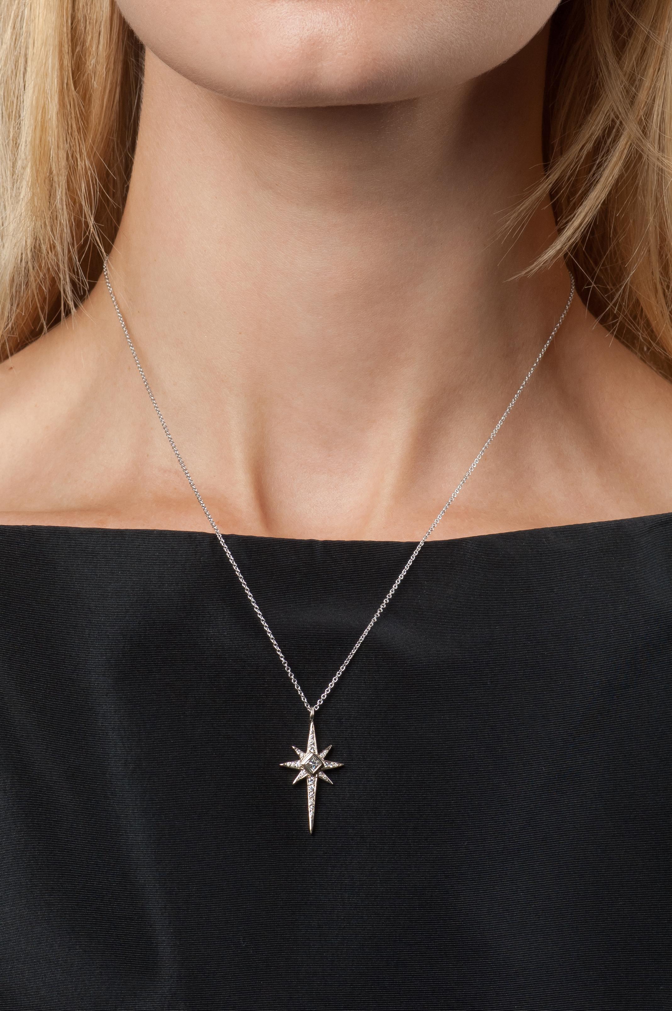 Contemporary Diamond Star Cross Pendant For Sale