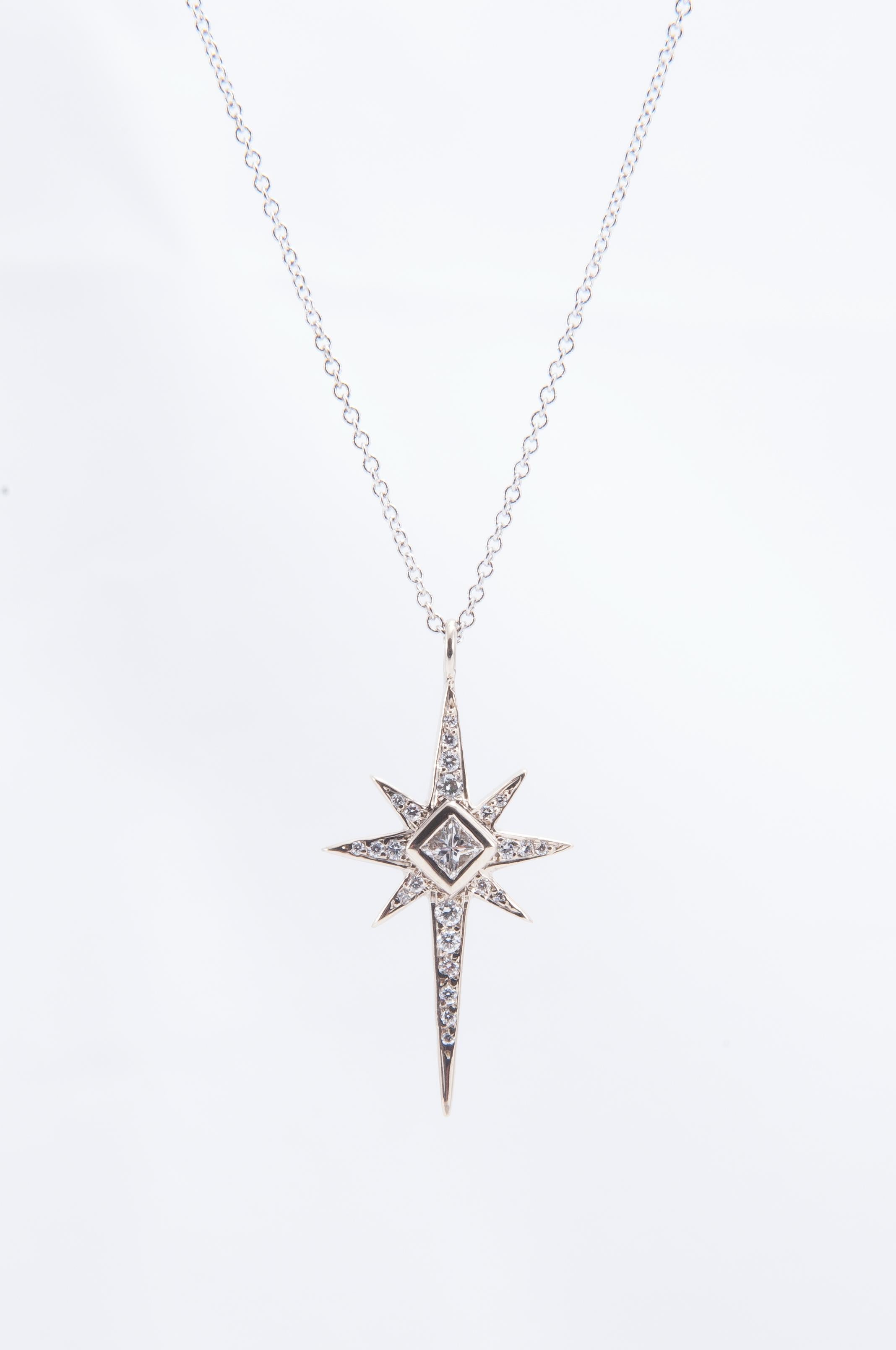 Diamond Star Cross Pendant In New Condition For Sale In Weston, MA