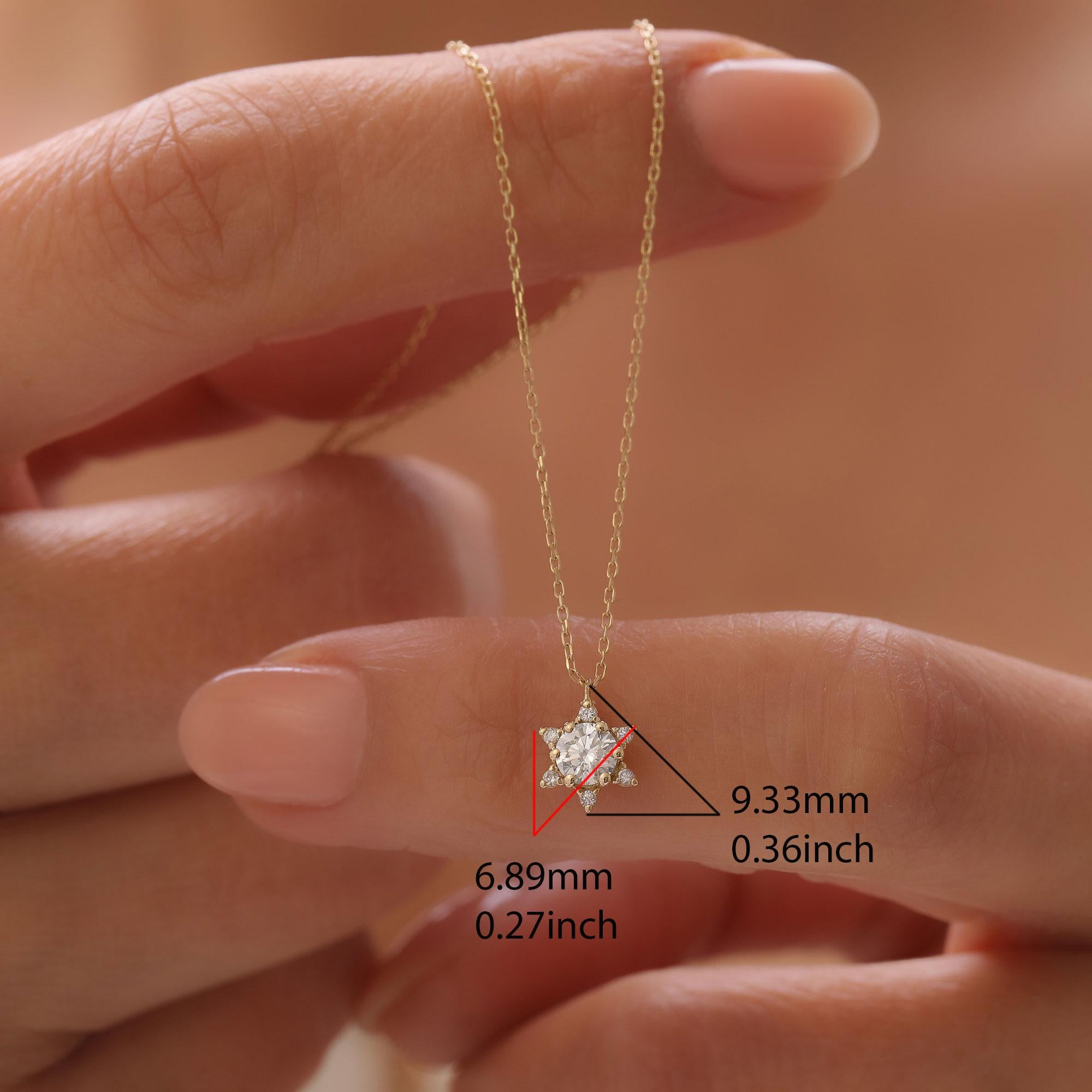 Diamant Stern zierliche Halskette im Angebot 1