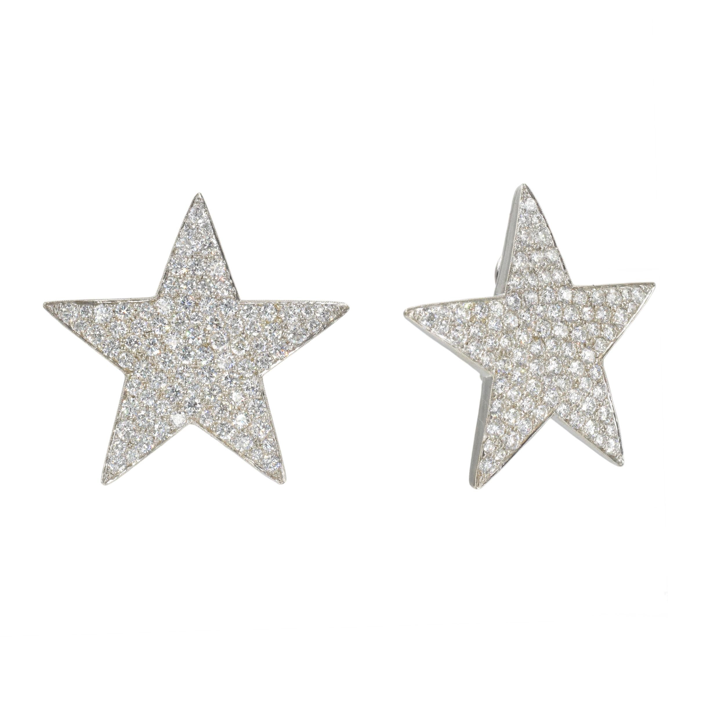 Diamond Star Ear-Clips In Excellent Condition In New York, NY