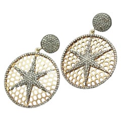 Orecchino con stella di diamante Orecchino con stella marina penzolante Orecchino per amanti dell'oceano Regalo di gioielli.