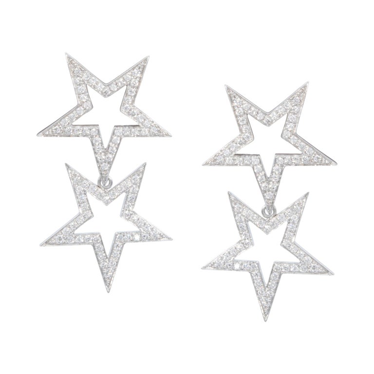 An Order of Bling Diamond Star Earrings, 18 Karat White Gold For Sale ...