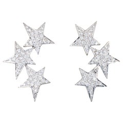 Orecchini a stella con diamanti Estate Jewelry in oro bianco 18 carati a 3 livelli Gioielli celestiali