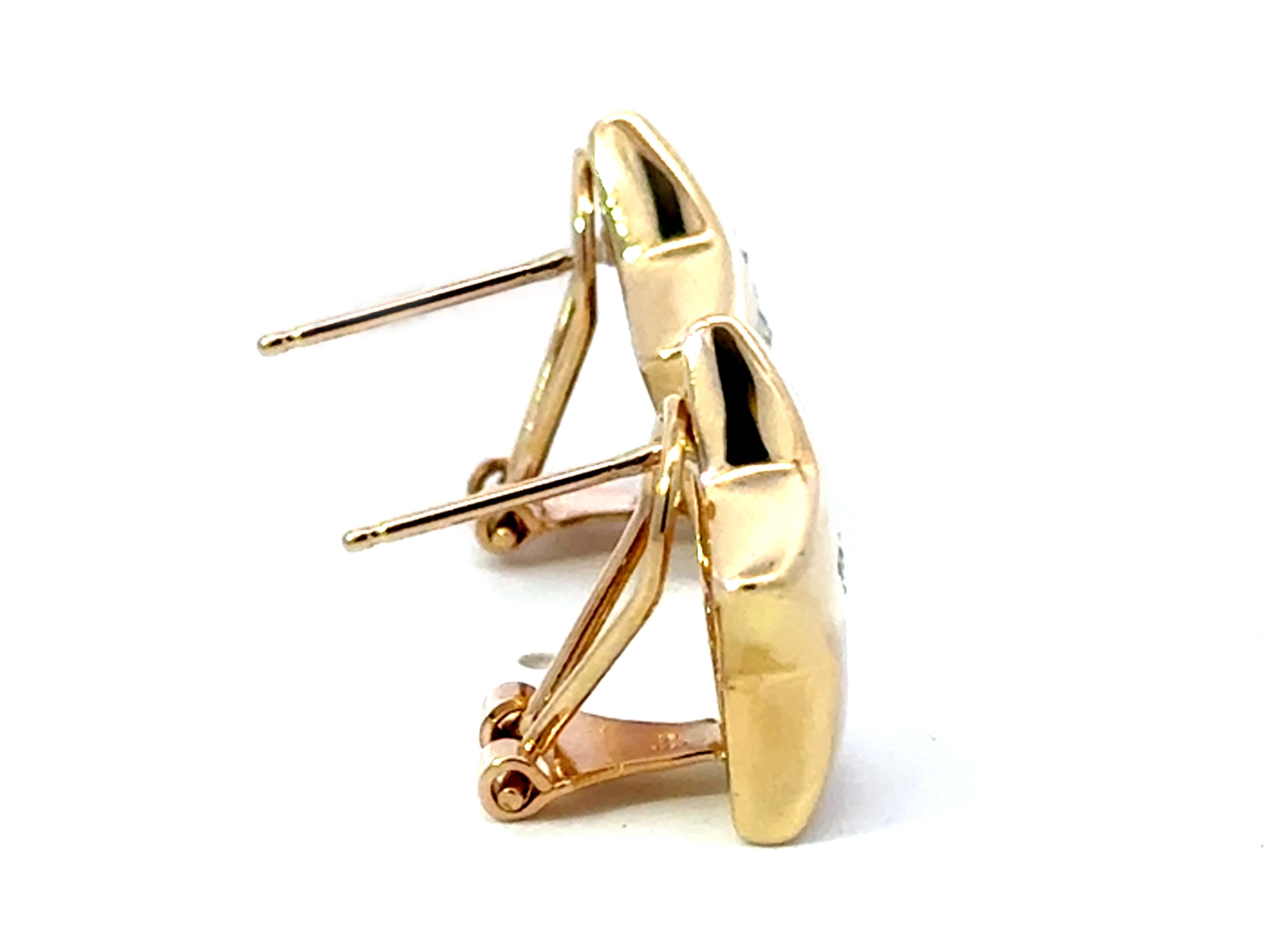 Diamond Star Earrings High Polish Finish Solid 14K Yellow Gold In Excellent Condition For Sale In Honolulu, HI