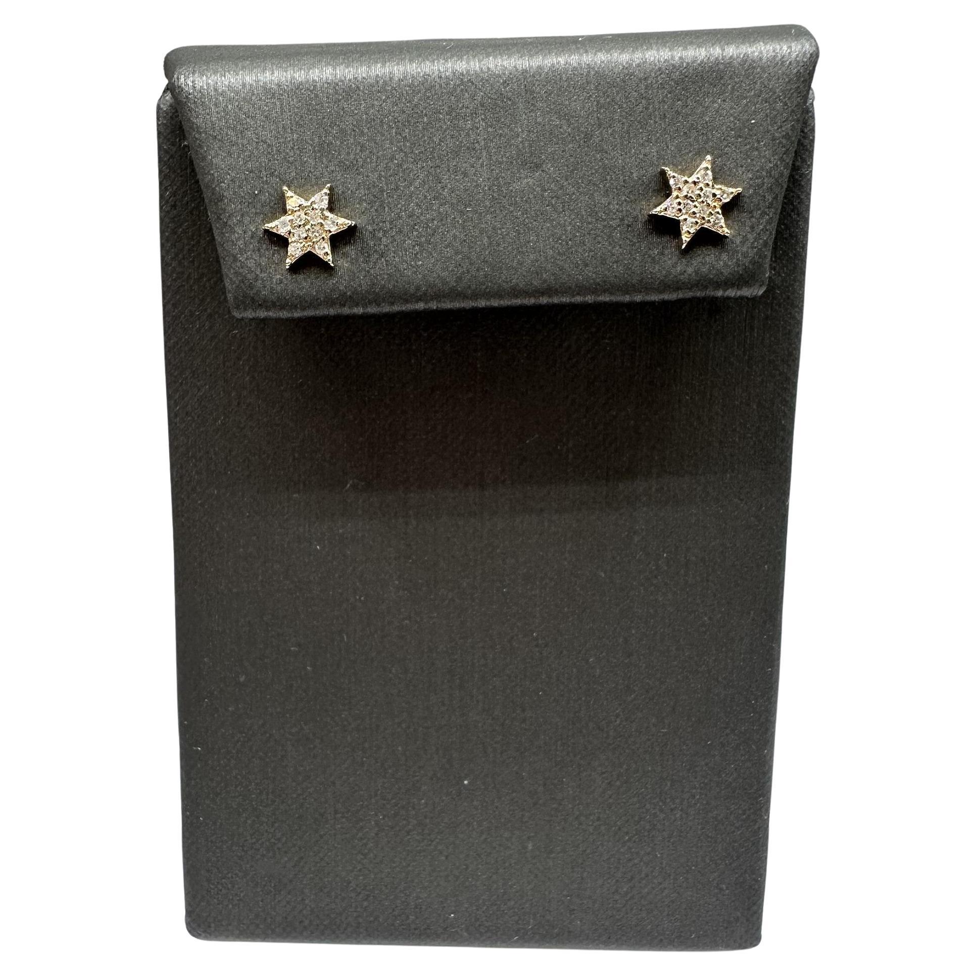 Diamond Star Earrings in 14kt Yellow Gold - 0.17ctw GH SI, Push Backs, New