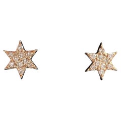 Diamond Star Earrings in 14kt Yellow Gold - 0.17ctw GH SI, Push Backs, New