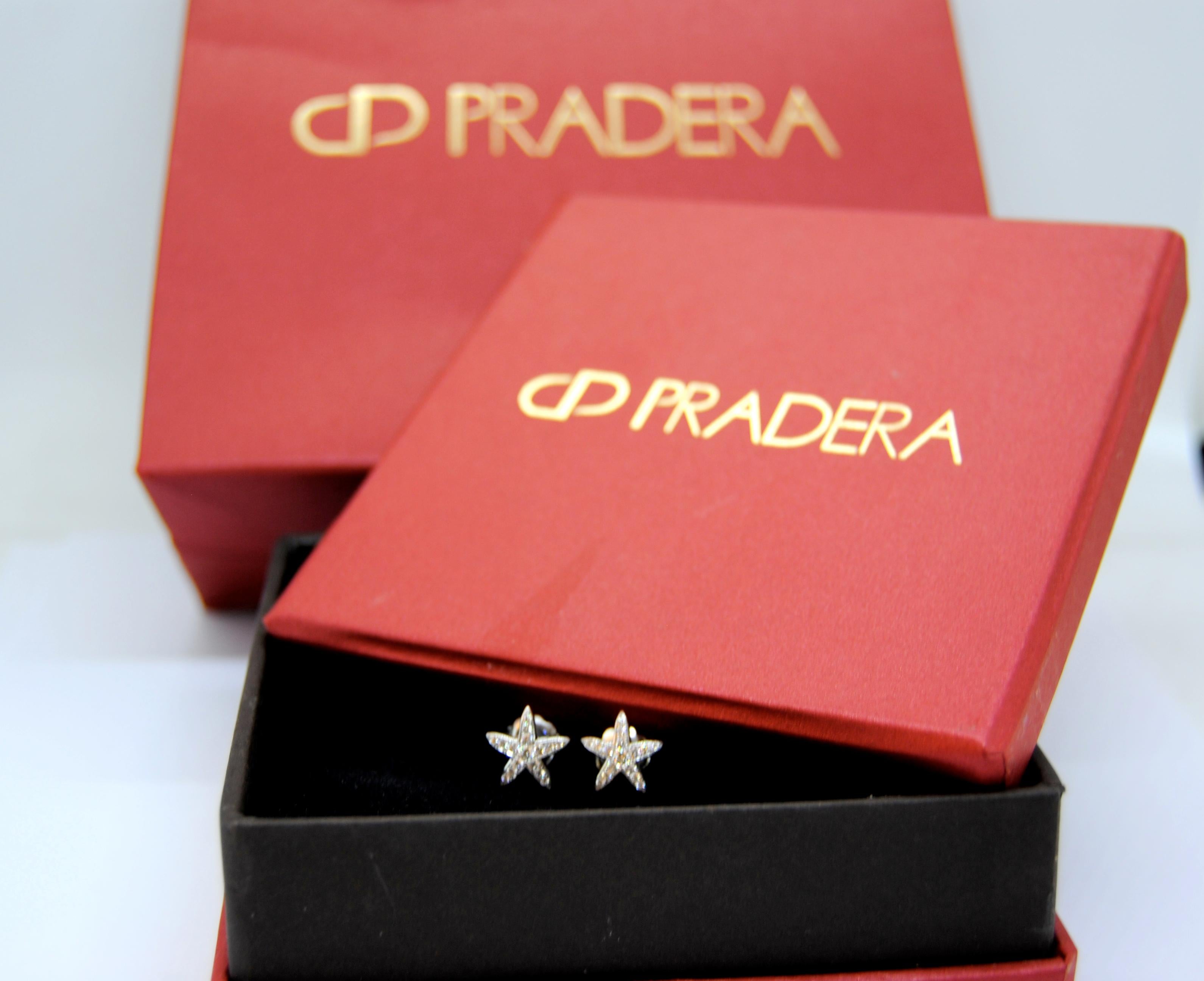 Diamond Star Earrings in 18 Karat White Gold In New Condition For Sale In Bilbao, ES