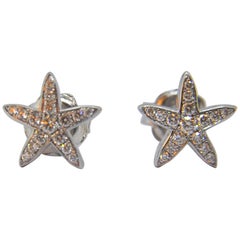 Diamond Star Earrings in 18 Karat White Gold