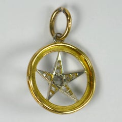 Diamond Star Enamel Gold Circle Pendant Charm