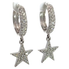 Boucles d'oreilles étoile de diamants 1,32 carats, créoles en diamants pavés