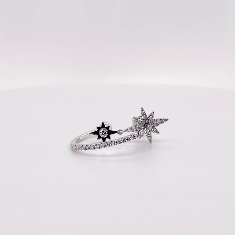 18K Diamond Star Hoop Earrings