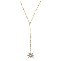 Collier lariat étoile en or jaune 14 carats avec diamants 0,16 carat poids total