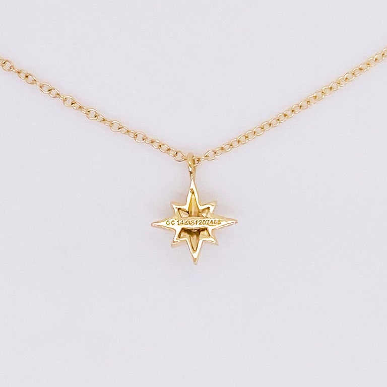 Diamond Star Necklace, 14 Karat Yellow Gold, North Star Pendant Necklace In New Condition For Sale In Austin, TX