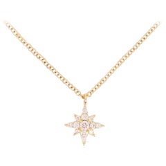 Diamond Star Necklace, 14 Karat Yellow Gold, North Star Pendant, NK6126Y45JJ