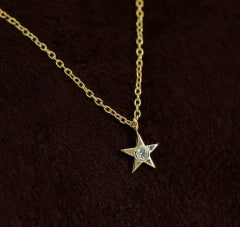 Diamond Star Necklace 14k Solid Gold Dainty