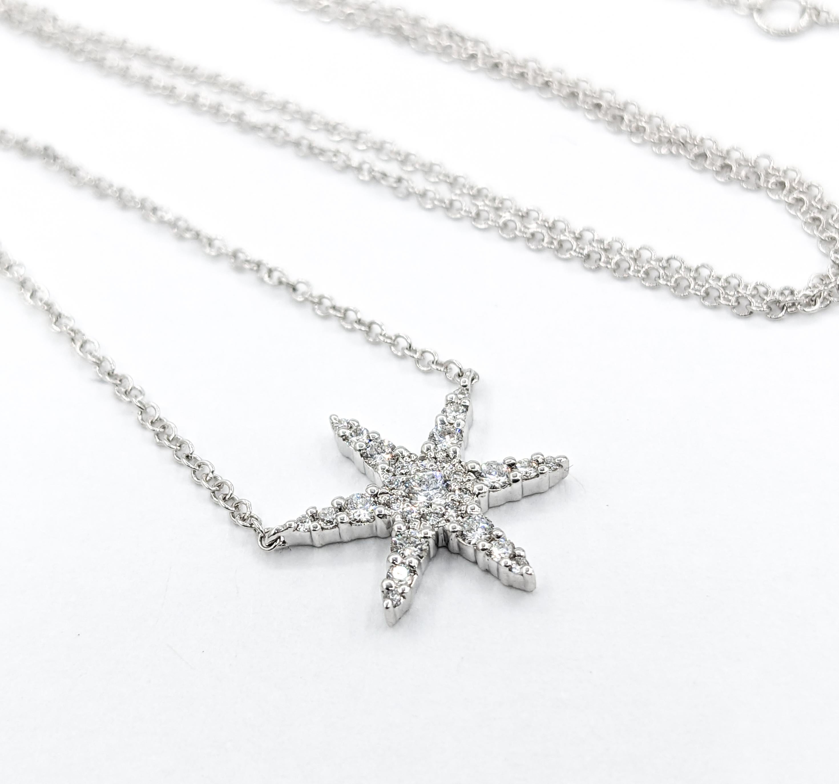 Diamond Star Necklace in White Gold In New Condition In Bloomington, MN