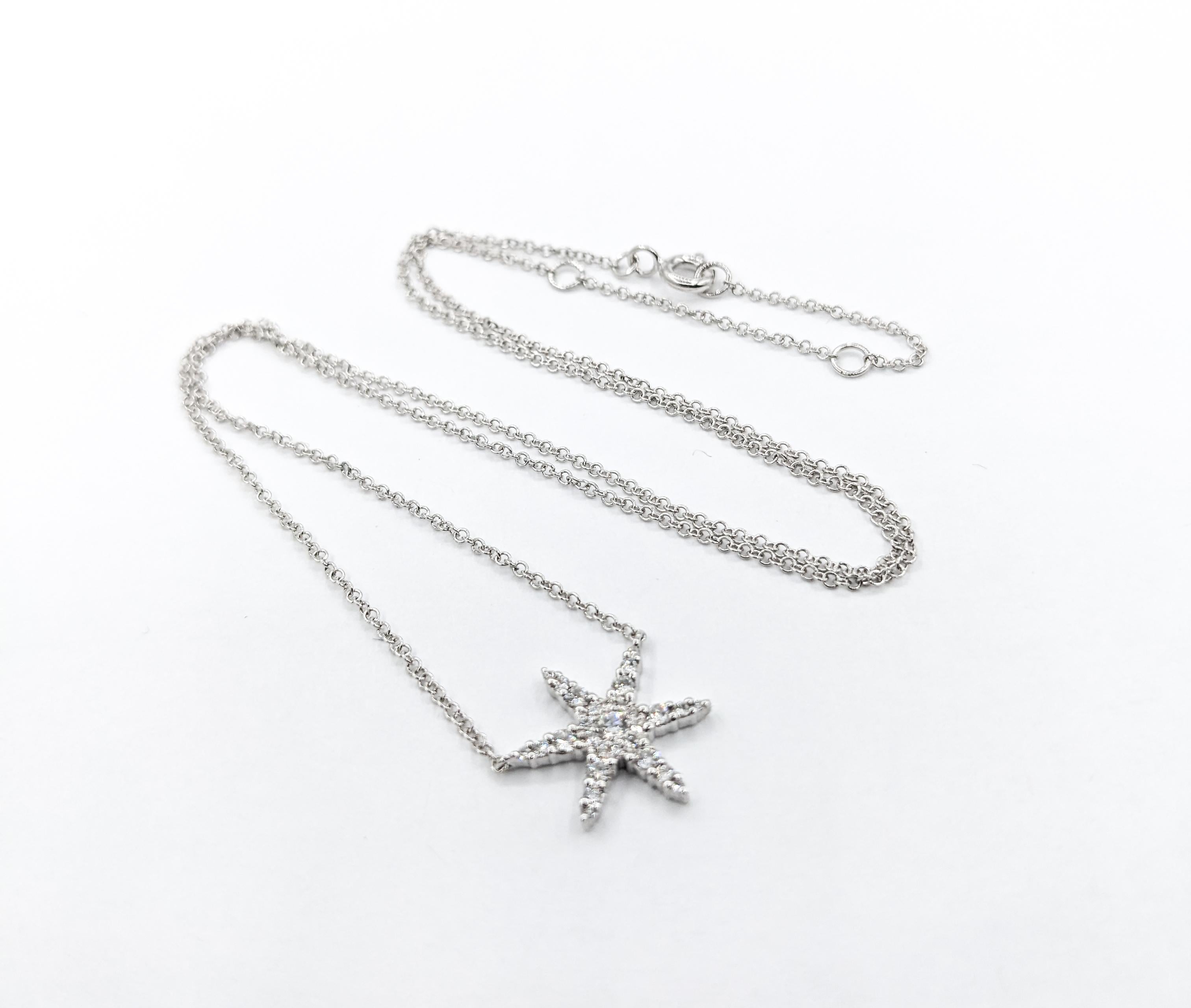Women's Diamond Star Necklace in White Gold