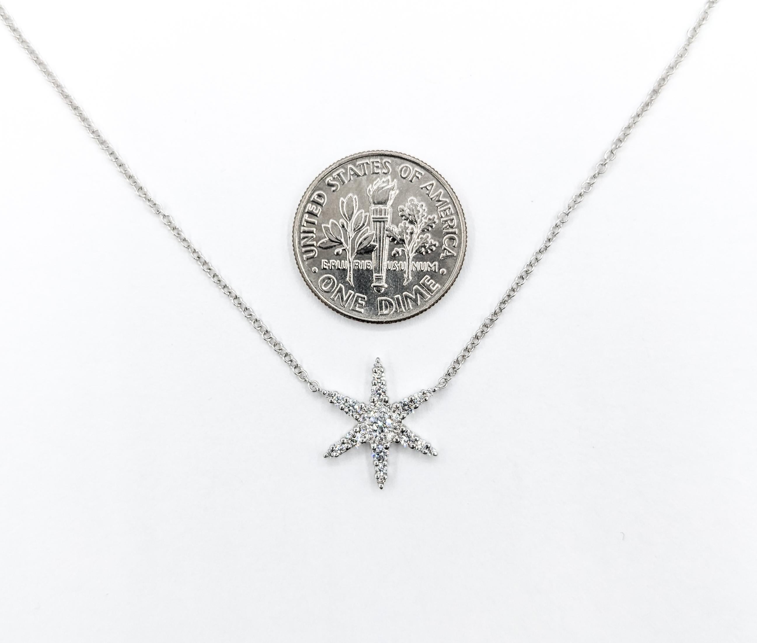 Diamond Star Necklace in White Gold 1