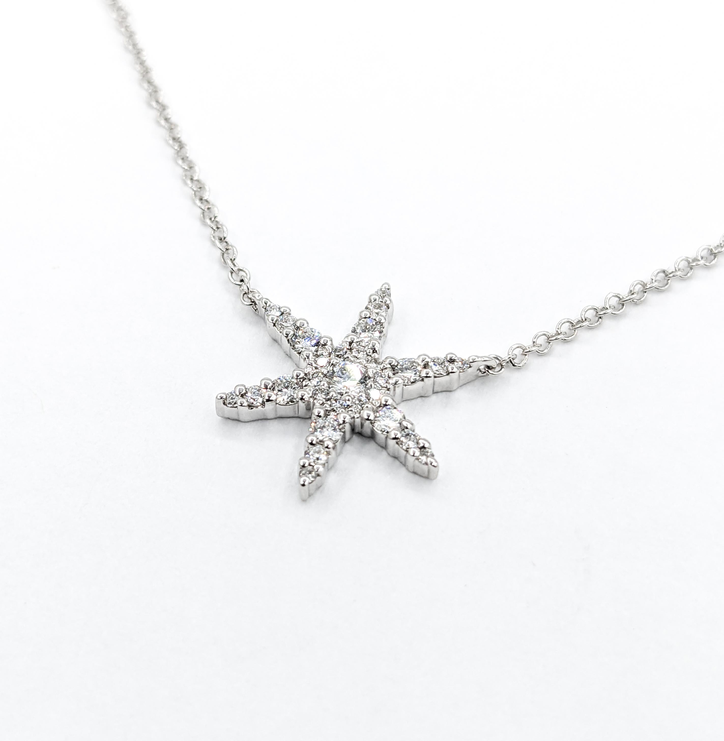 Diamond Star Necklace in White Gold 2