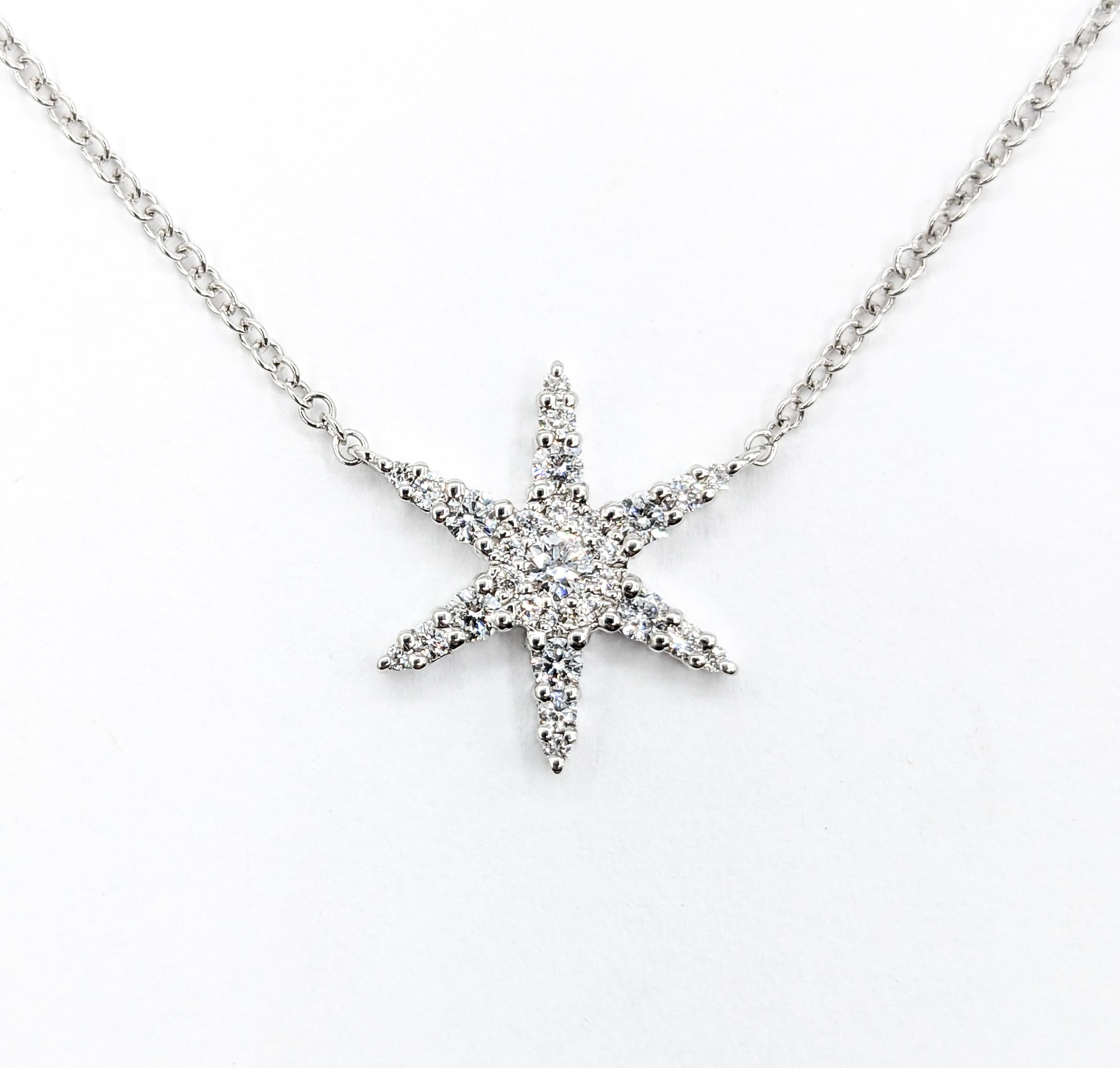 Diamond Star Necklace in White Gold 3