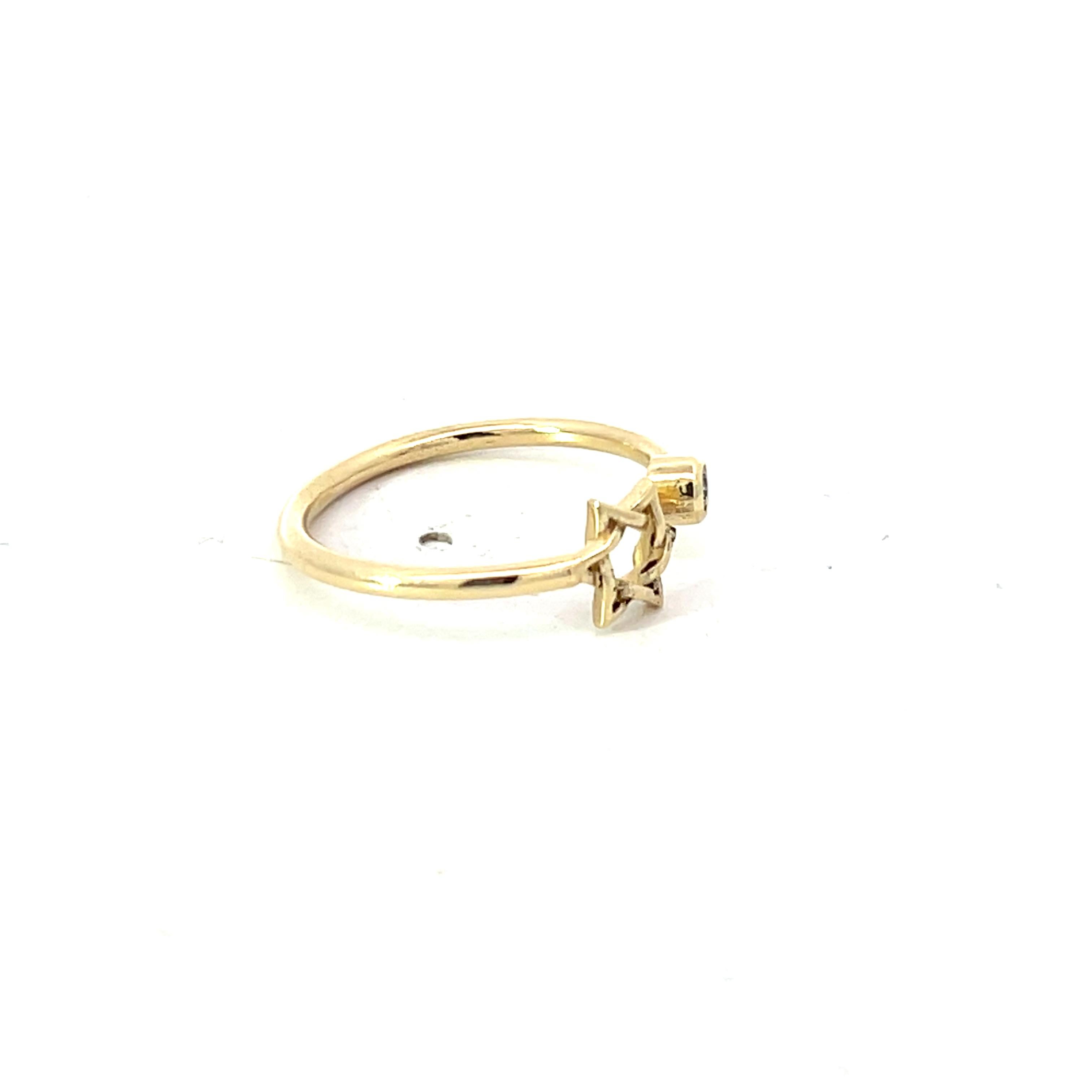 Diamond Star of David 9 Karat Yellow Gold Bespoke British Made Faith Ring For Sale 5