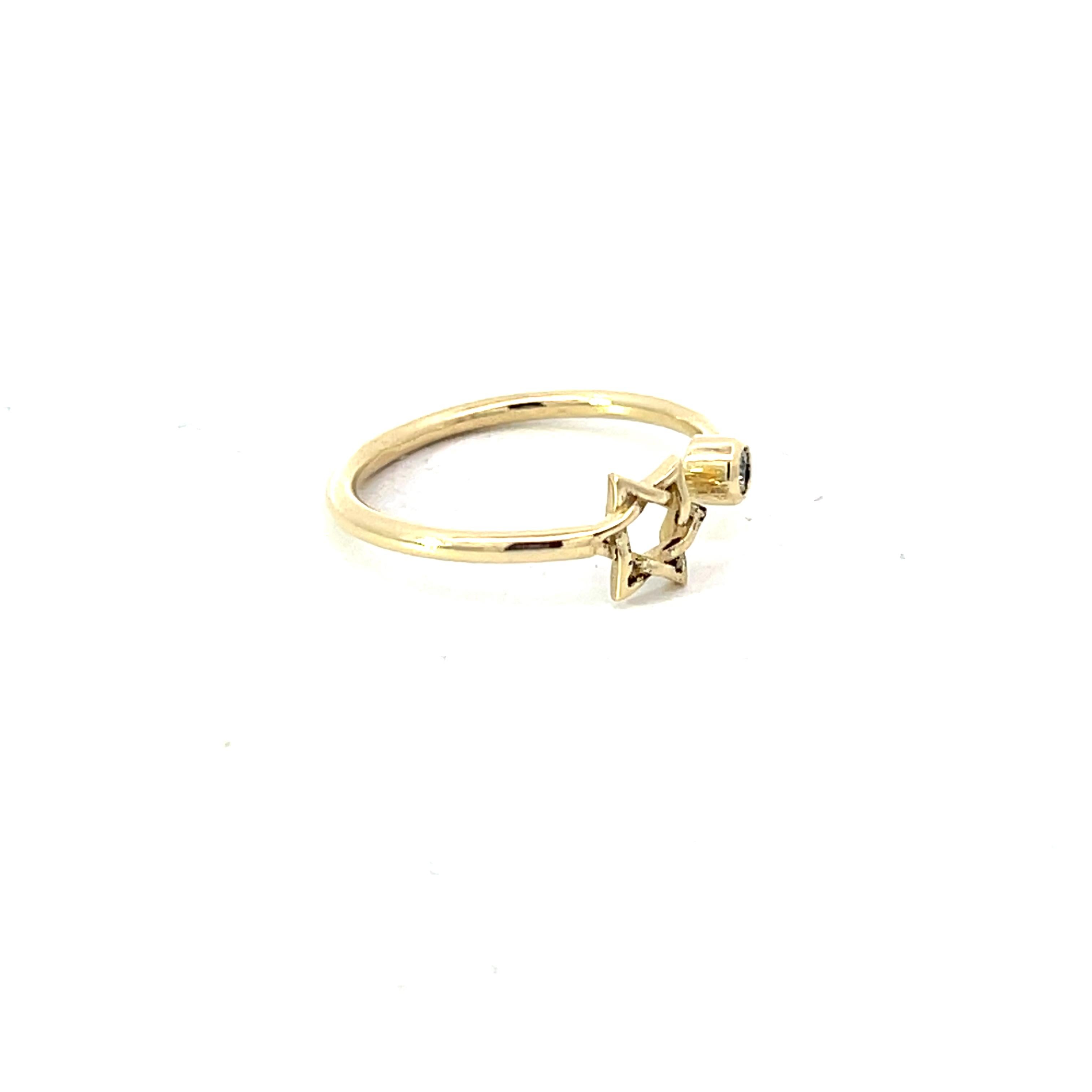 Diamond Star of David 9 Karat Yellow Gold Bespoke British Made Faith Ring For Sale 6