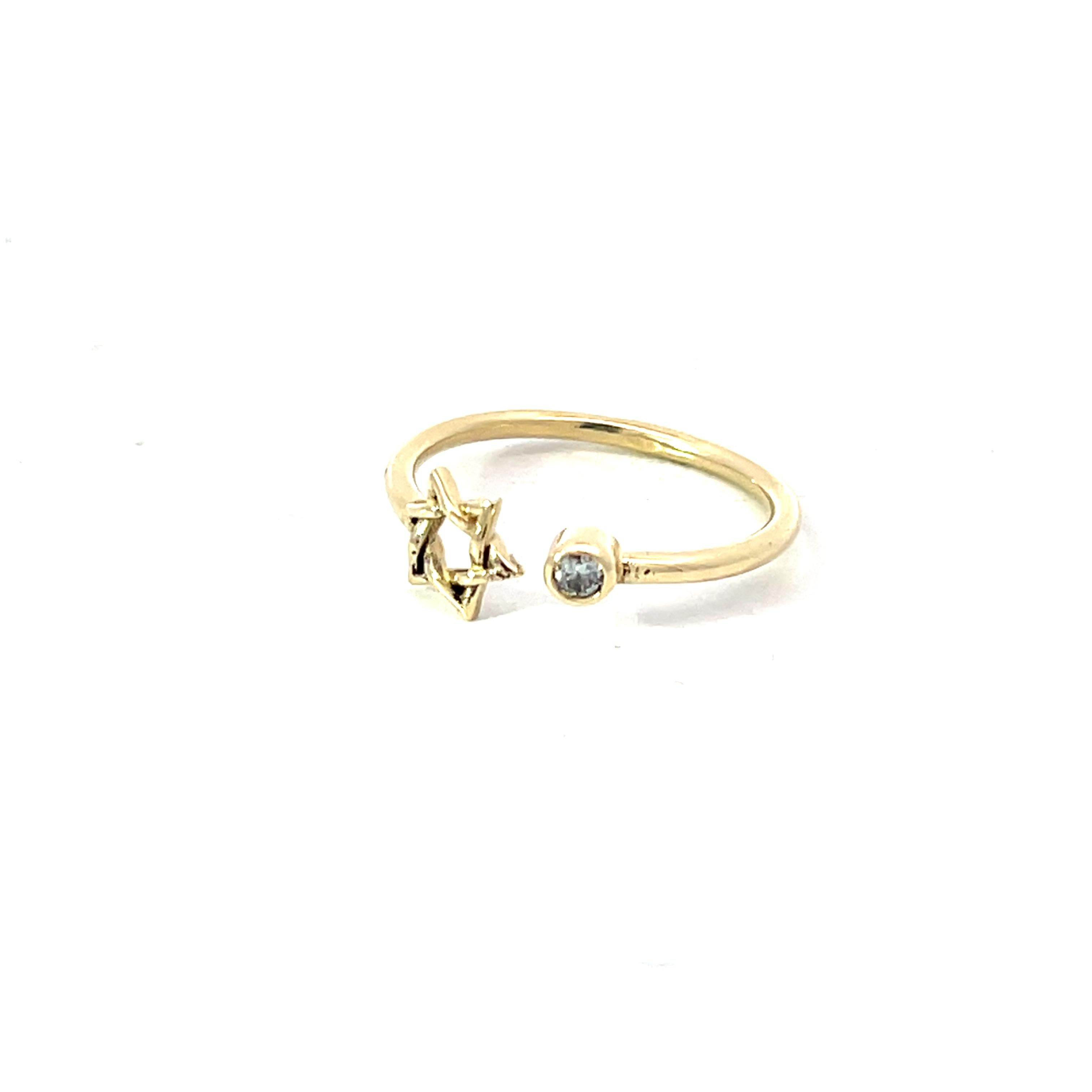 Diamond Star of David 9 Karat Yellow Gold Bespoke British Made Faith Ring For Sale 8