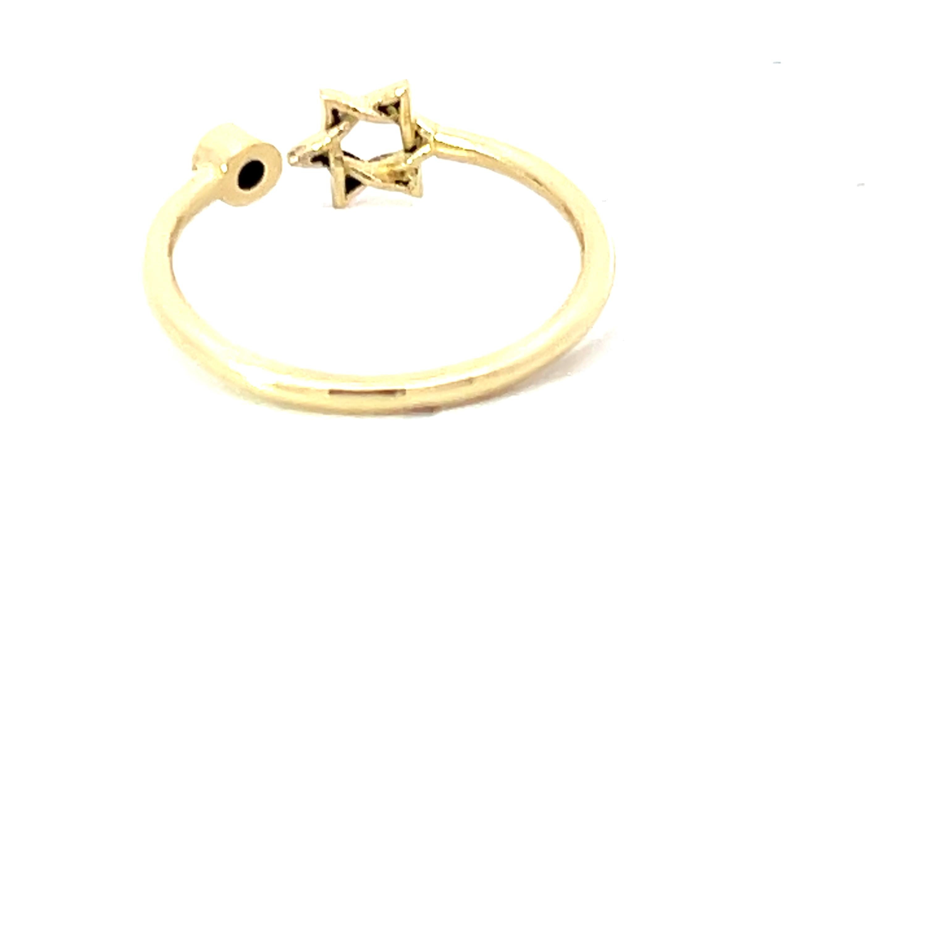 Diamond Star of David 9 Karat Yellow Gold Bespoke British Made Faith Ring For Sale 11