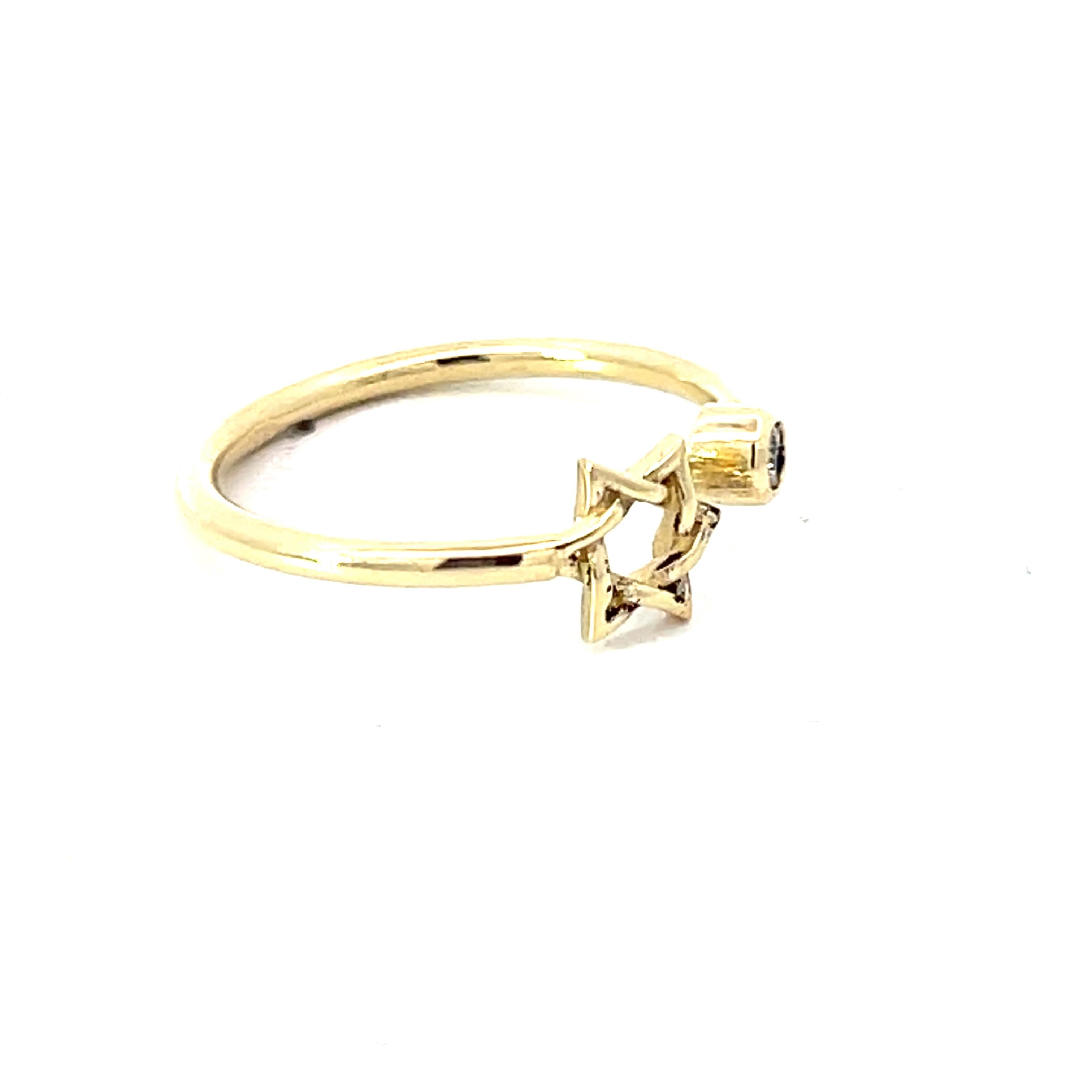 Diamond Star of David 9 Karat Yellow Gold Bespoke British Made Faith Ring For Sale 12
