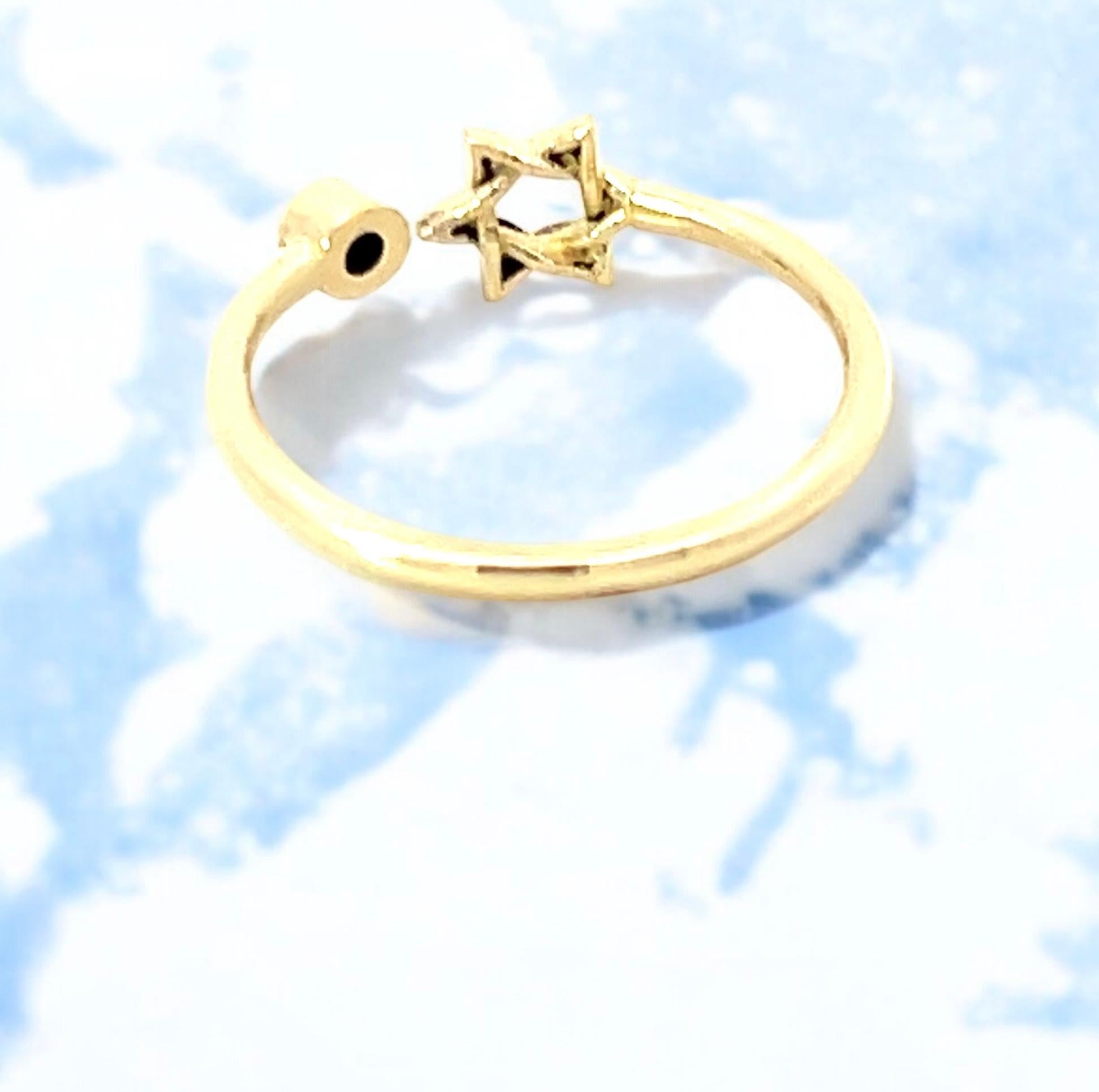 Modern Diamond Star of David 9 Karat Yellow Gold Bespoke British Made Faith Ring For Sale