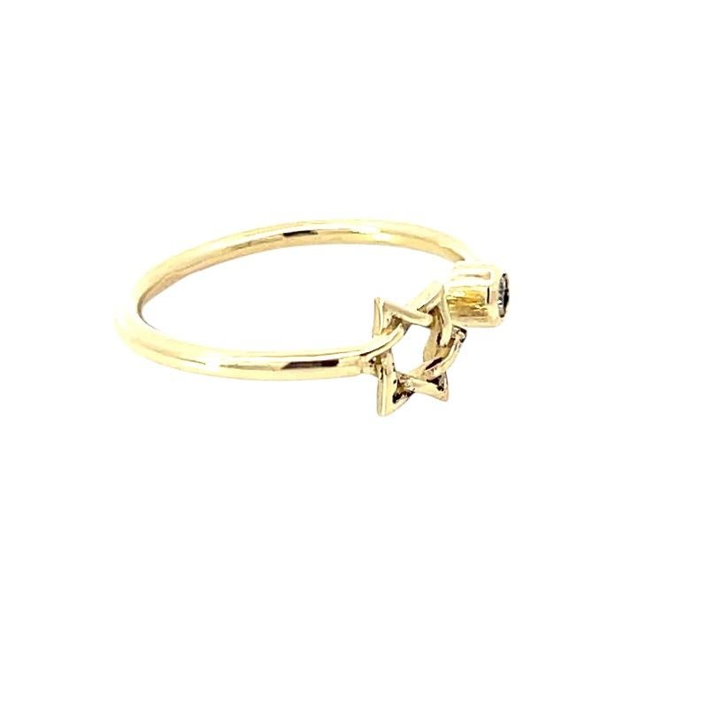 Round Cut Diamond Star of David 9 Karat Yellow Gold Bespoke British Made Faith Ring For Sale