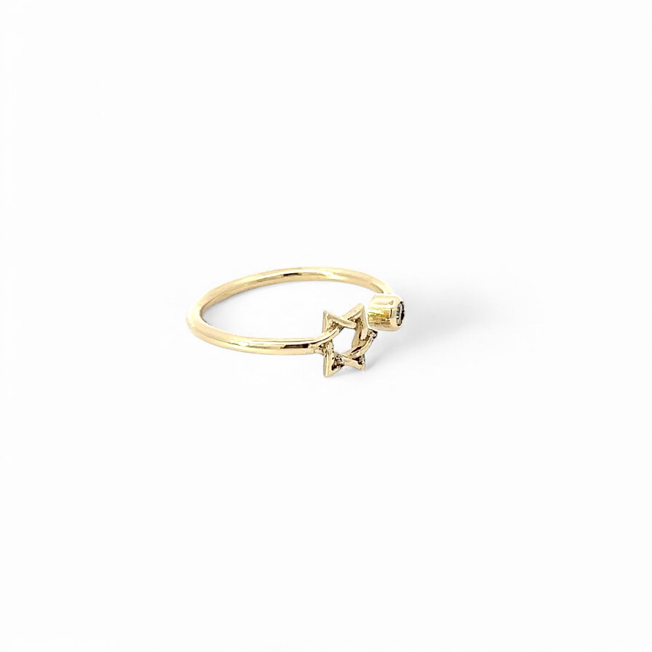 Women's Diamond Star of David 9 Karat Yellow Gold Bespoke British Made Faith Ring For Sale