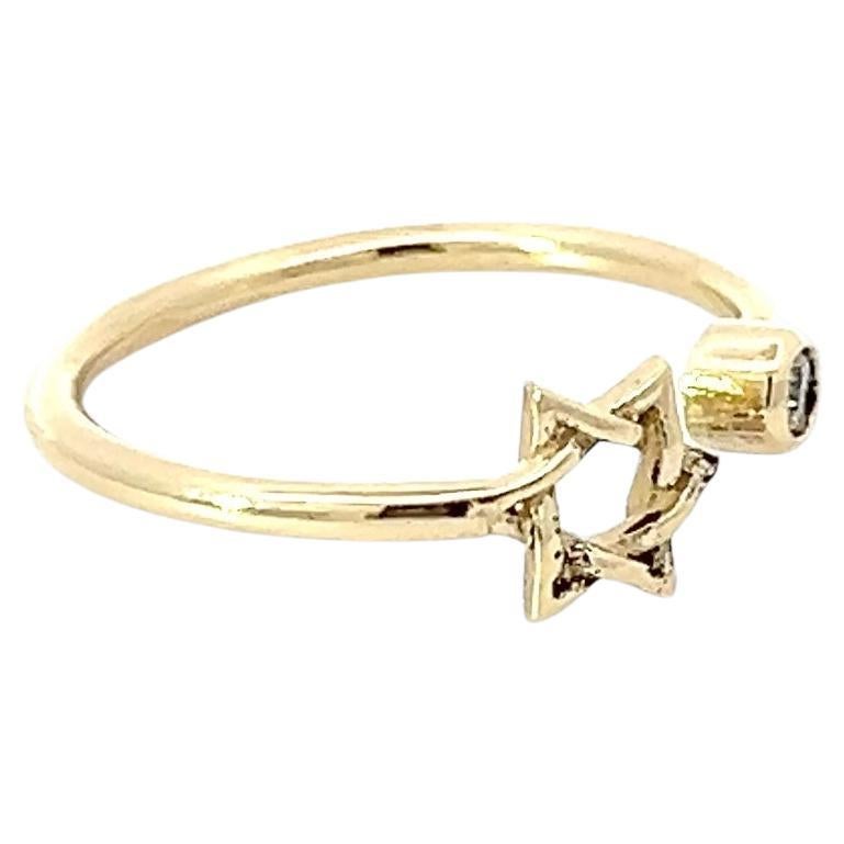 Diamond Star of David 9 Karat Yellow Gold Bespoke British Made Faith Ring