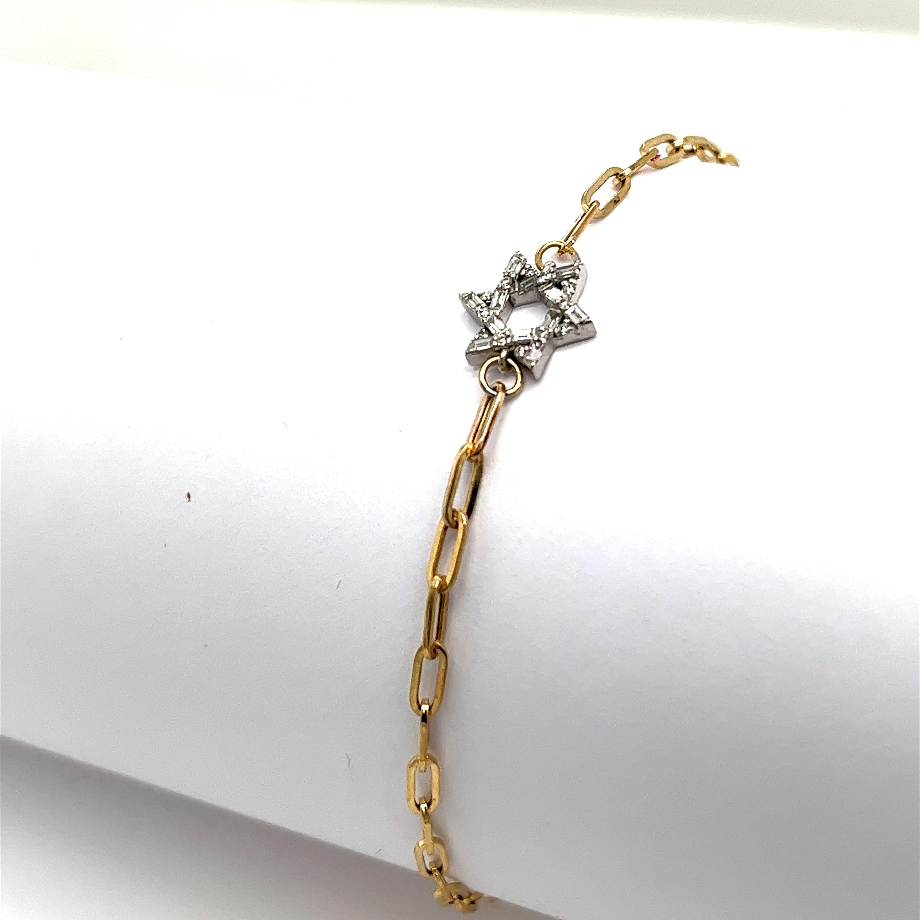Femenino o masculino Pulsera Estrella de David de Diamantes de Oro Amarillo y Blanco de 9 ct en venta