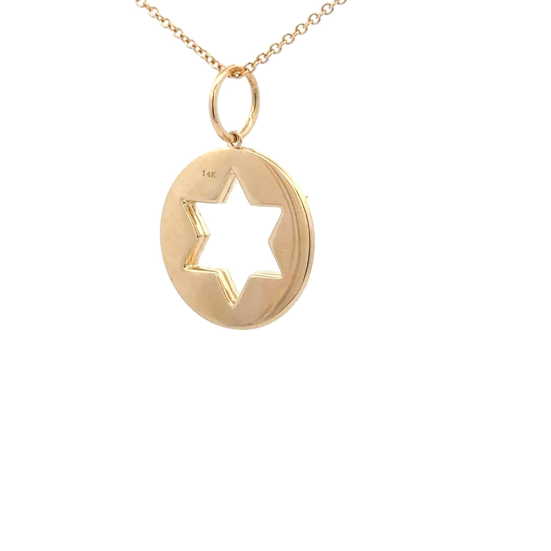 Pendentif breloque étoile de David découpée en or jaune 14 carats avec diamants 0,30 carat en vente 2