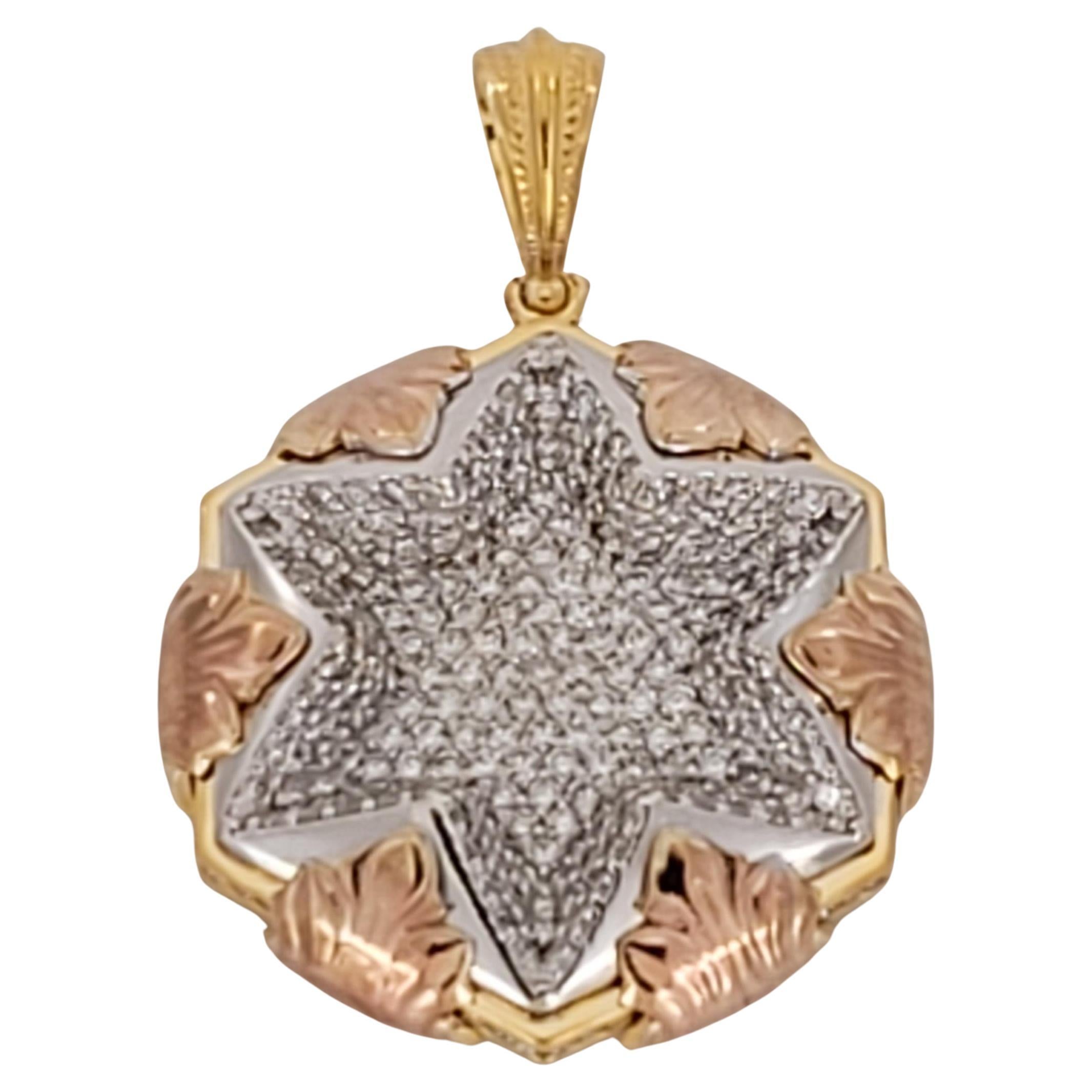 Diamond Star Of David in 14K Yellow Gold For Sale