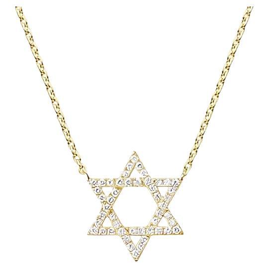 100 Diamonds Star Of David 14K Gold Necklace
