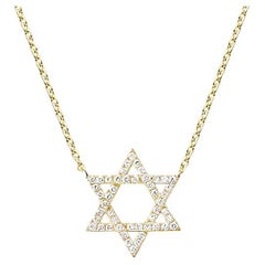 100 Diamonds Star Of David 14K Gold Necklace