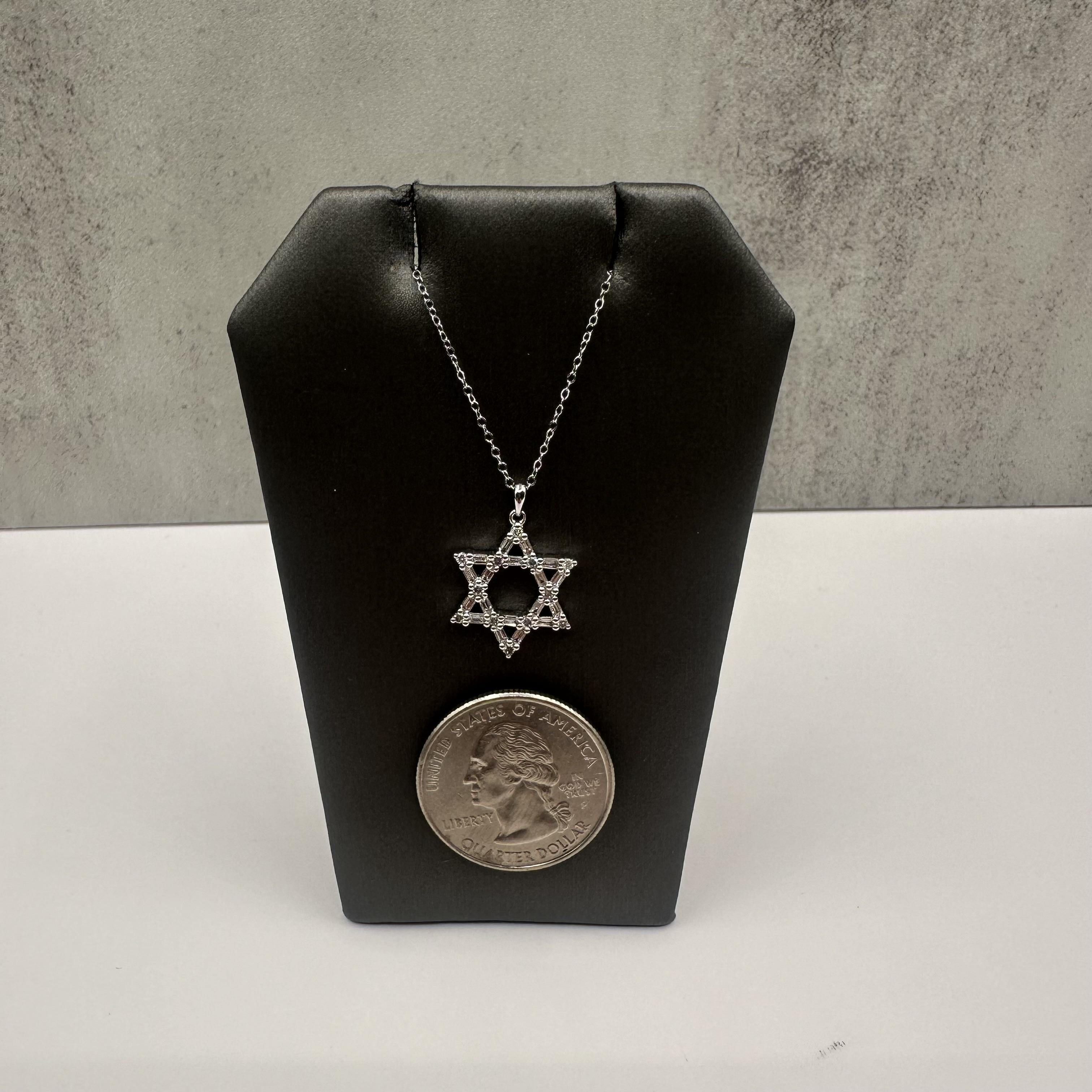 Diamond Star of David Necklace in 14kt White Gold – 0.33ctw Diamonds, 18