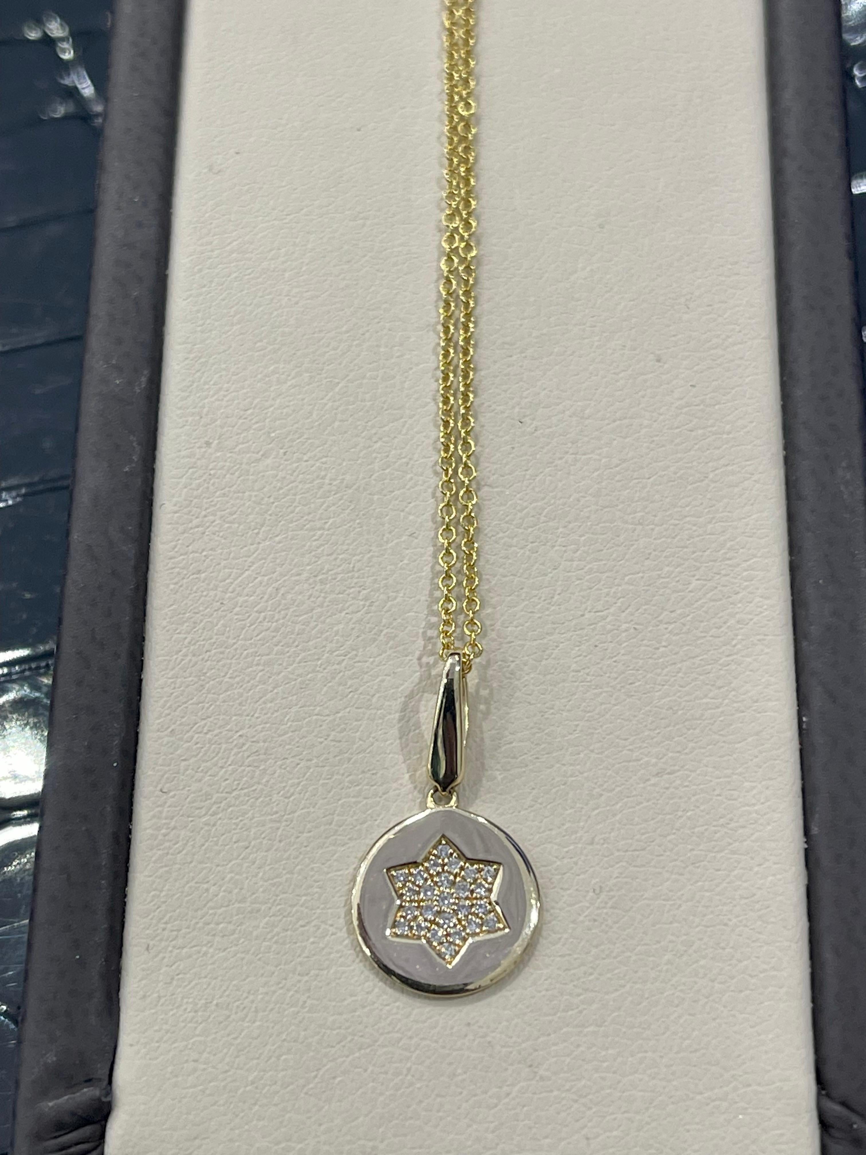 Modern Diamond Star Of David Necklace necklace In 14k For Sale