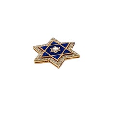 Diamond Star of David Pendant – Blue Lapis, 14ct Yellow Gold, 0.80ct Diamonds
