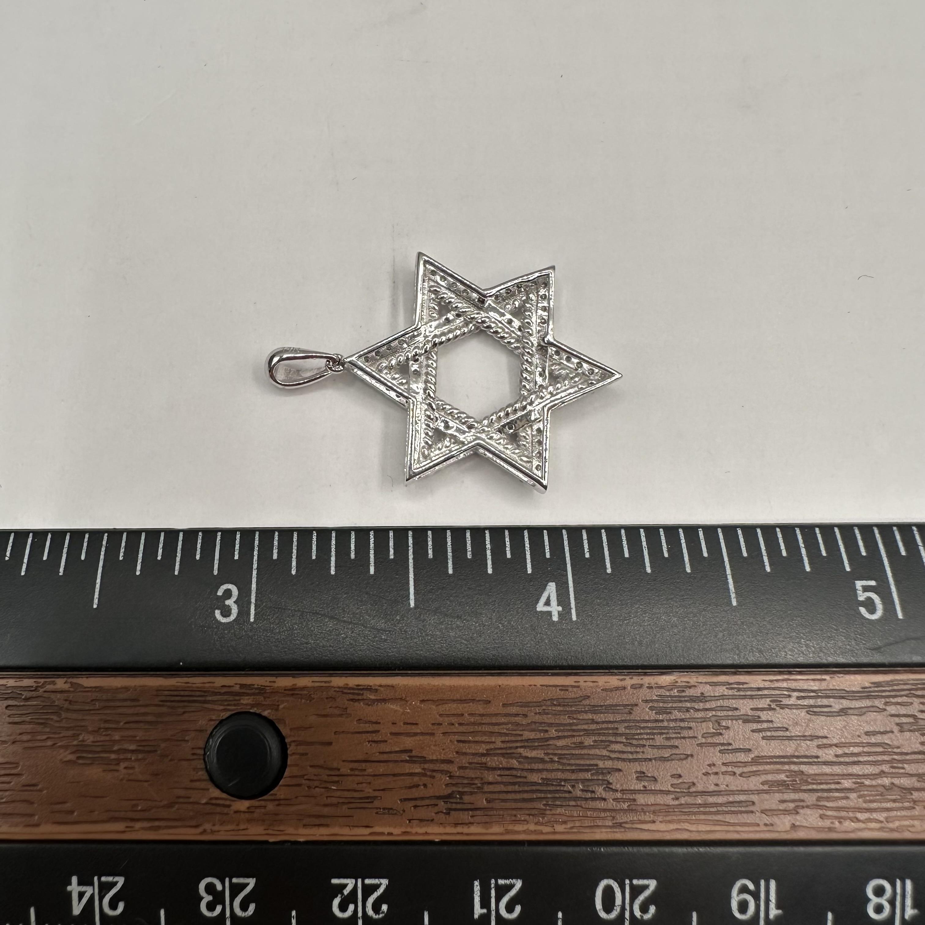 Pendentif étoile de David en or blanc 14kt - 0.35ctw Diamants, Nouveau Unisexe 