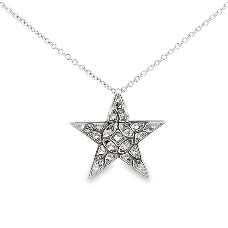 Taille ronde Pendentif étoile de diamants 1,00 carat en or blanc 18 carats en vente