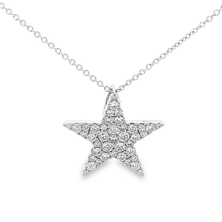 Diamond Star Pendant 1.00ct 18k white gold In New Condition For Sale In New York, NY