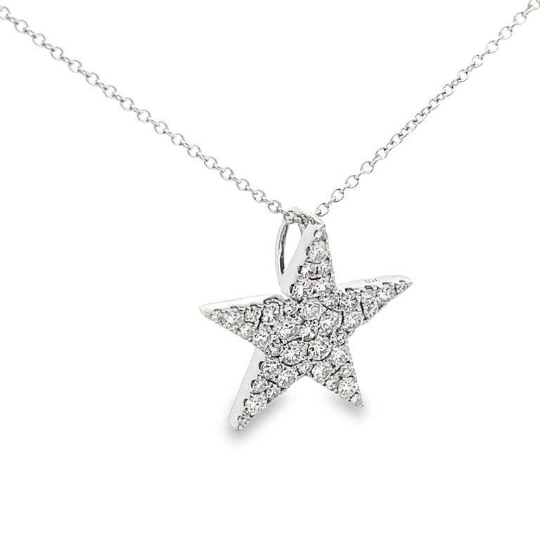Women's Diamond Star Pendant 1.00ct 18k white gold For Sale