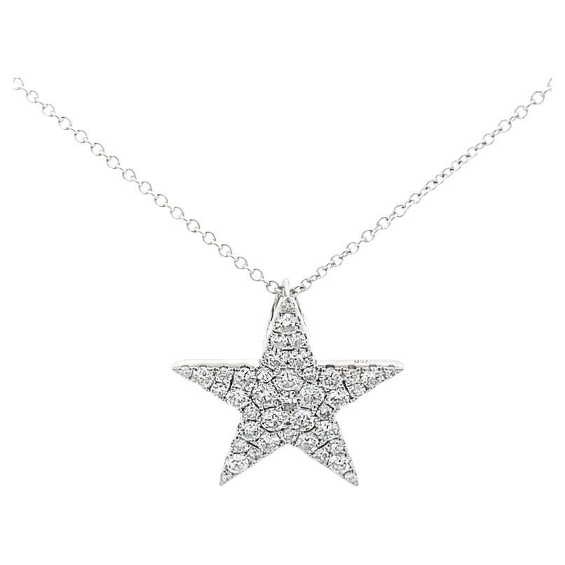 Diamond Star Pendant 1.00ct 18k white gold For Sale