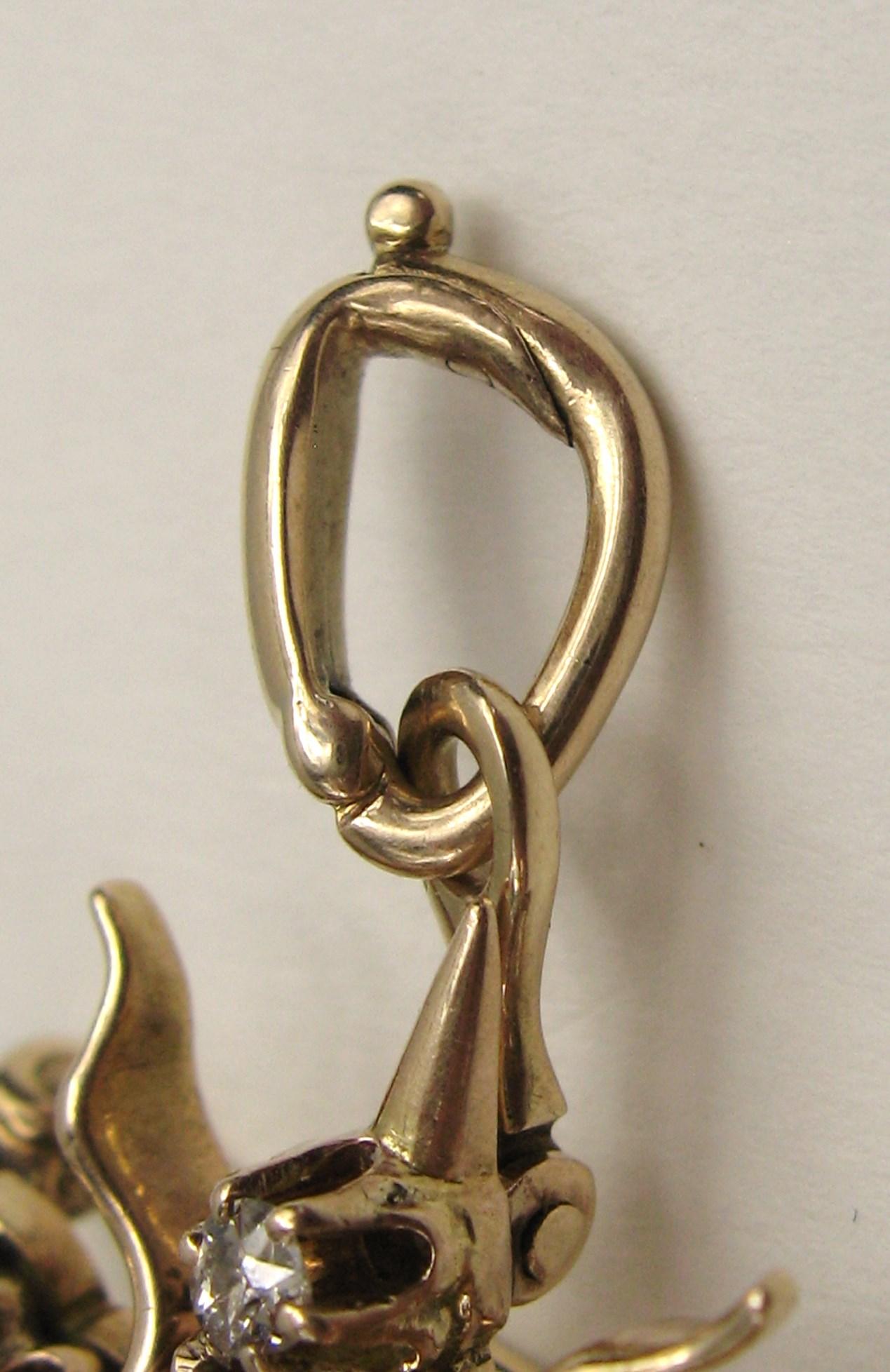 Diamond Star Pendant / Brooch Convertible 14k Gold 1.35 Carat Victorian For Sale 2