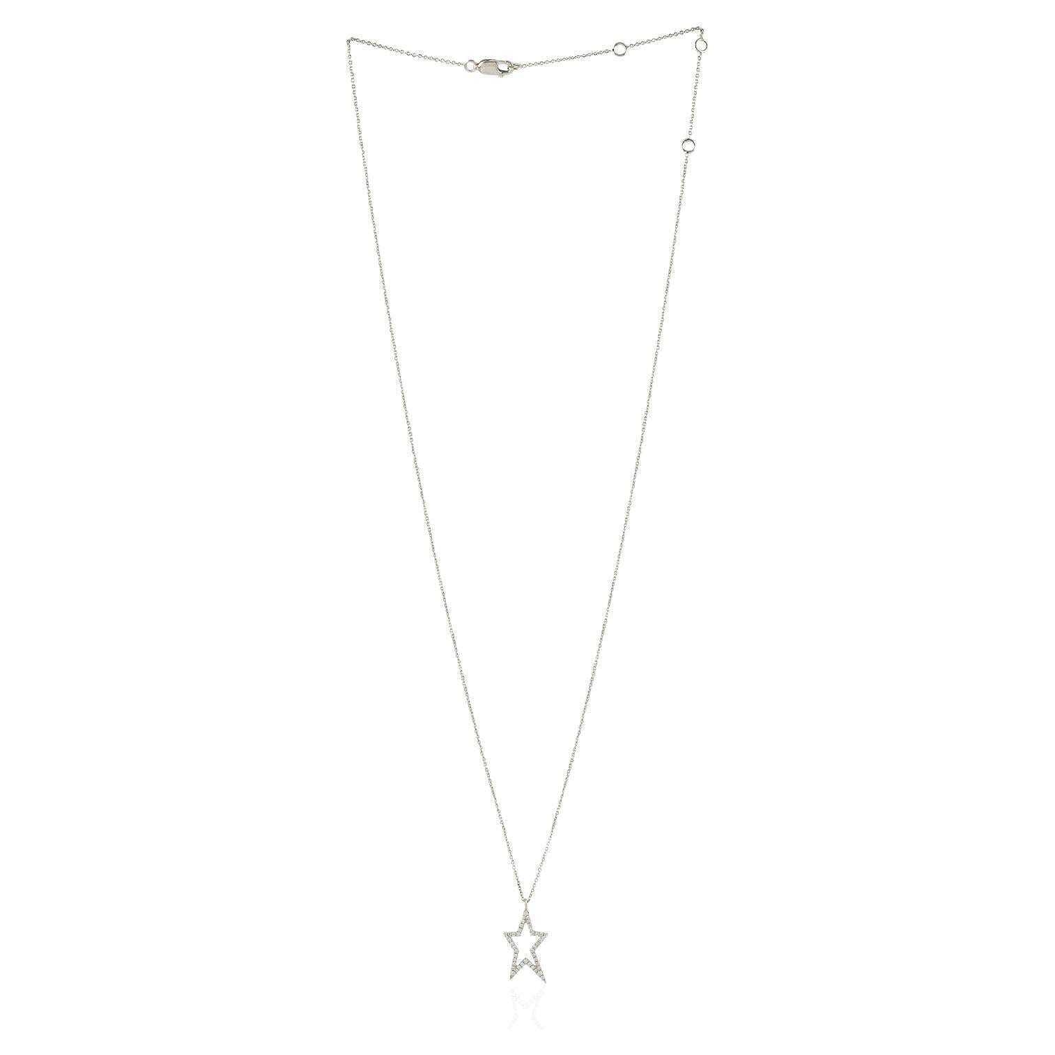 Diamant-Stern-Anhänger Kette Halskette aus 14k Weißgold